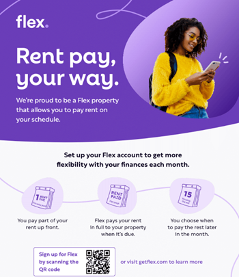 a poster with a woman using her cell phone   rent pay your way print